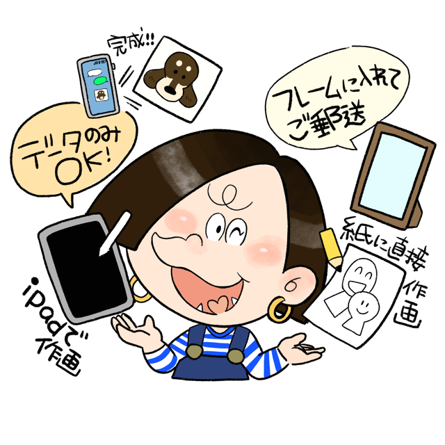 作画方法や納品方法を選べるイラスト