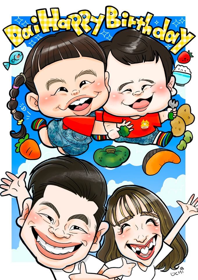 ご家族の似顔絵作品 1