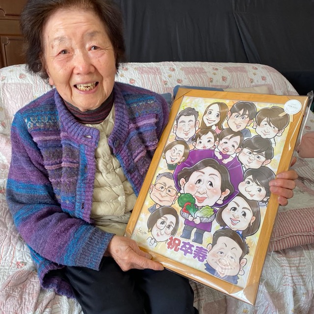 長寿祝いの似顔絵